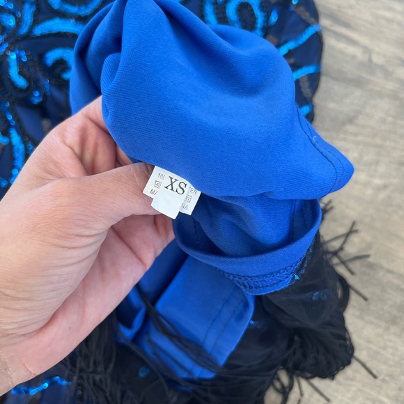WOMAN'S DRESS Black BLUE SEQUIN Gatsby DRESS - Picture 7 of 8